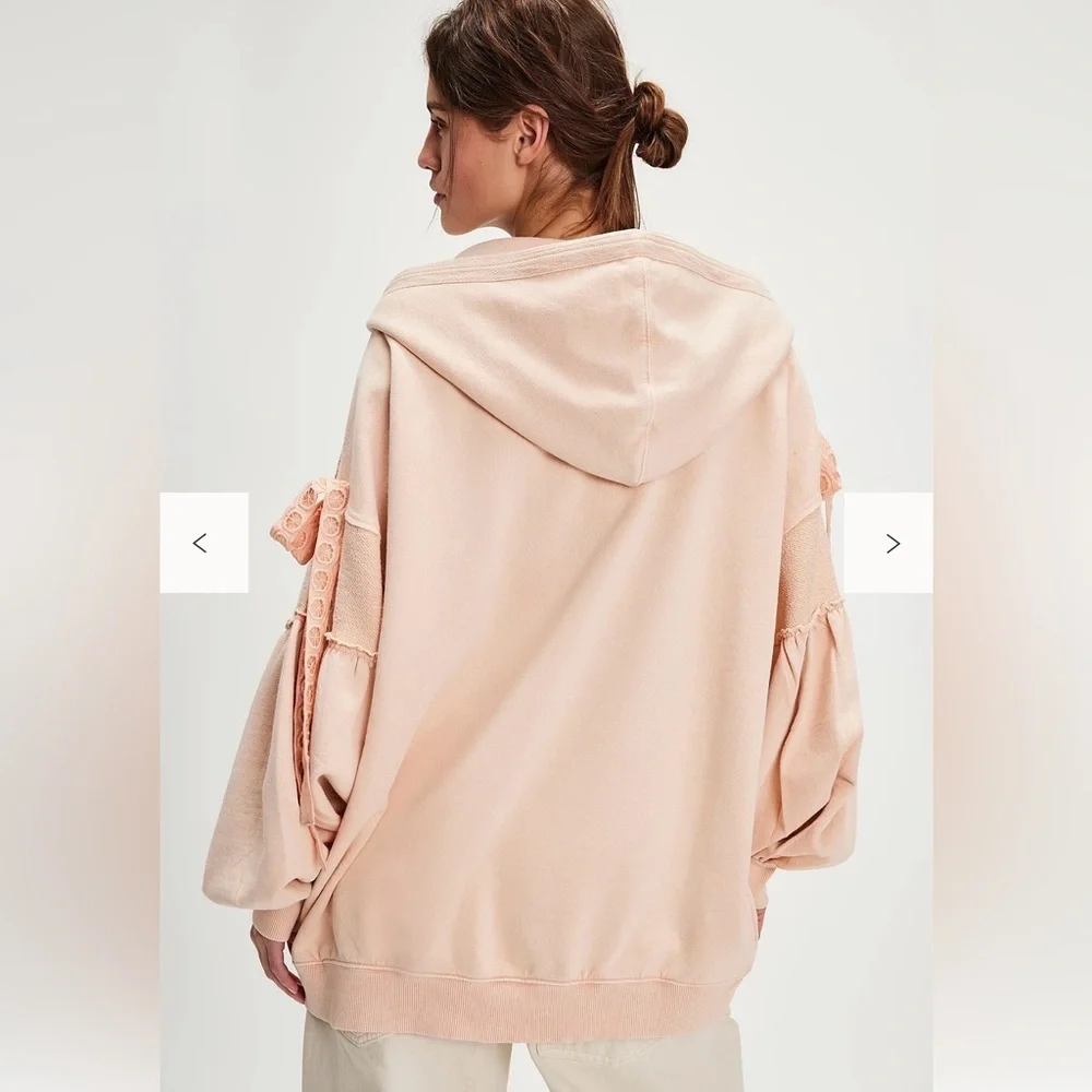 Free People Bow Girl Sweatshirt Medium Color: Spring Blush NWT